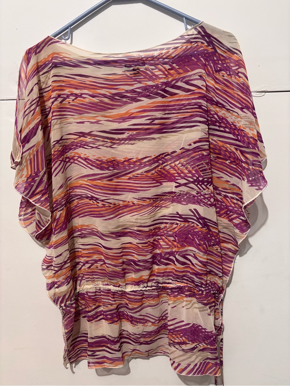Apt. 9 Sheer Wave-Print Tunic in Purple and Cream with Orange Accents - Picture 6 of 6